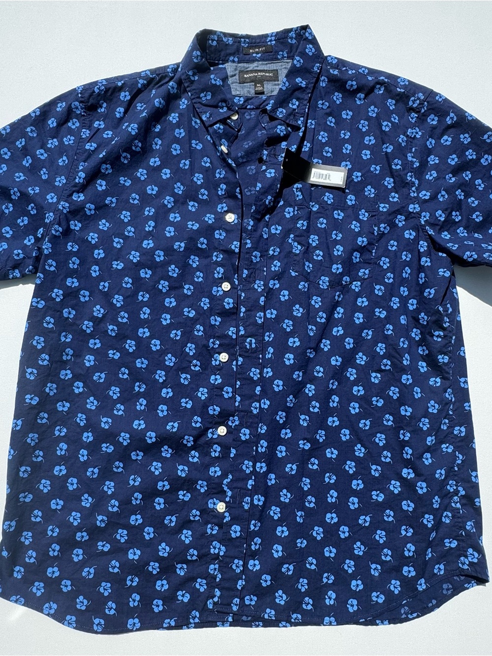 Banana Republic Men’s Dark Navy Shirt with Blue Floral Print